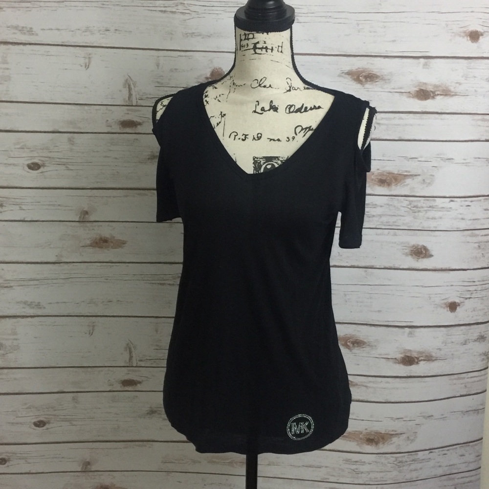 NWT Michael Kors black short sleeve top XS